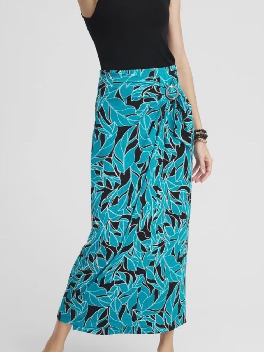 Chico’s Travelers Maxi Skirt with Botanical Print